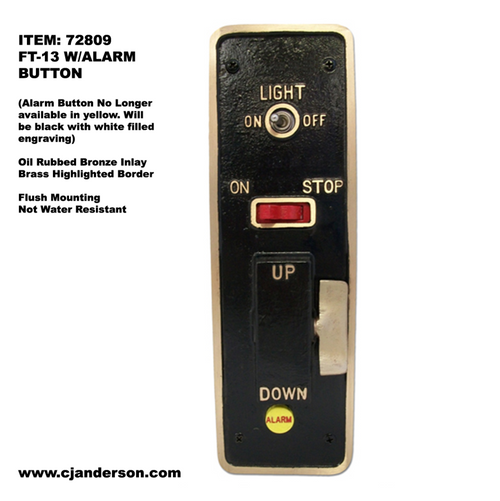 FT-13 Car Station with Alarm Button - Up/Down, Light Switch, Run Stop Switch