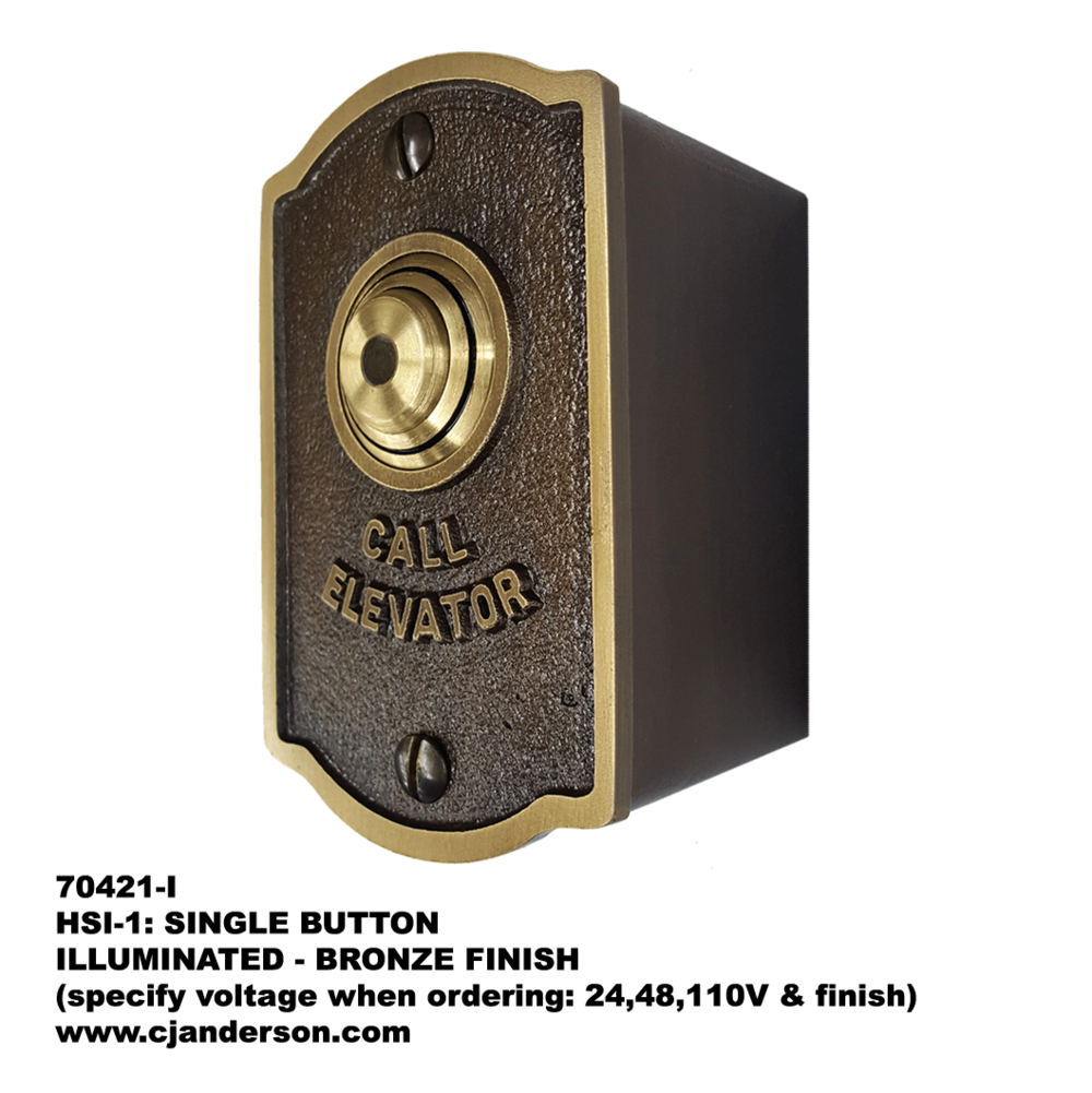 HSI-1 Style Surface Mount Classic Single Call Button Hall Station - Illuminated