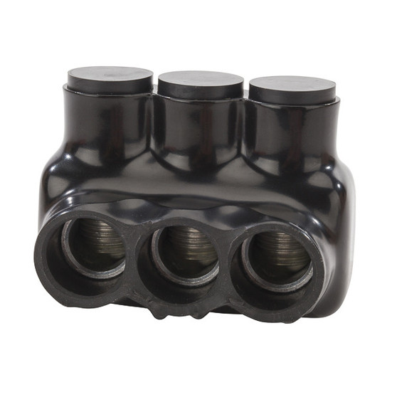 Multi-Tap Connector - 3-Port, Black, 6 AWG, 600 VAC (5-Pack) | Reliable Electrical Solution