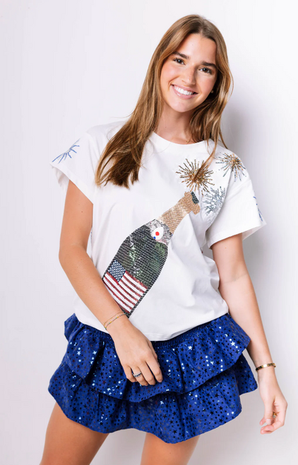 White USA Popping Champagne Tee