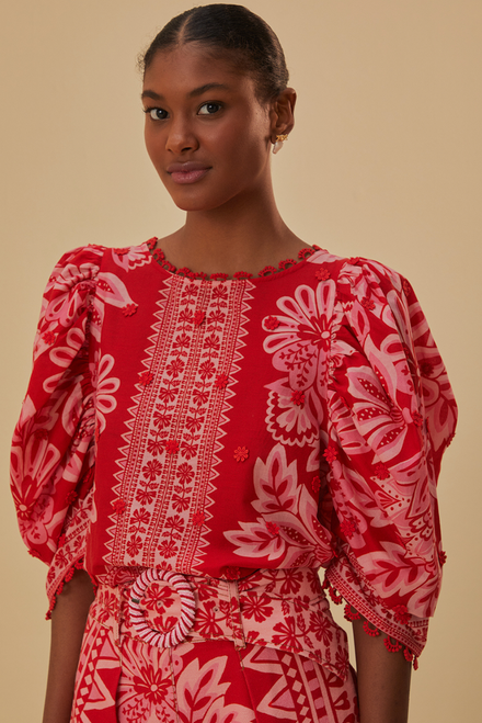 FLORA TAPESTRY RED BLOUSE