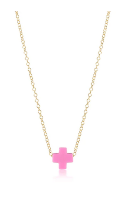 16' Bright Pink Signature Cross Necklace