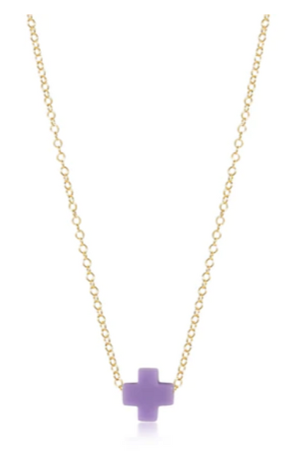 16' Necklace gold Signature Cross Purple
