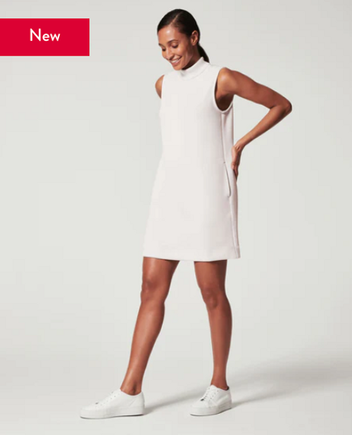 White AirEssentials Mock Neck Dress 