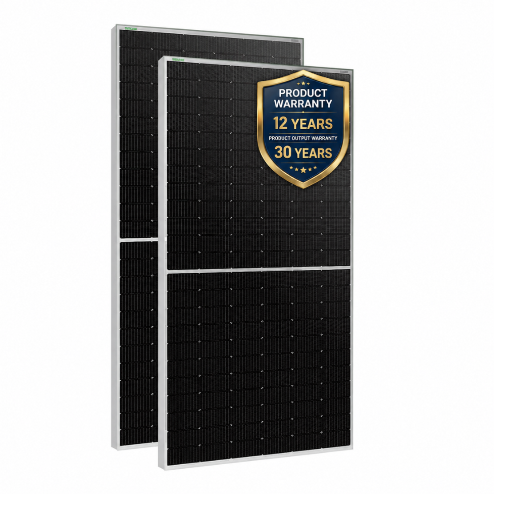 WAAREE 580Wp 144Cells 24 Volts N-Type Framed Dual Glass Bifacial Non-DCR Solar Module