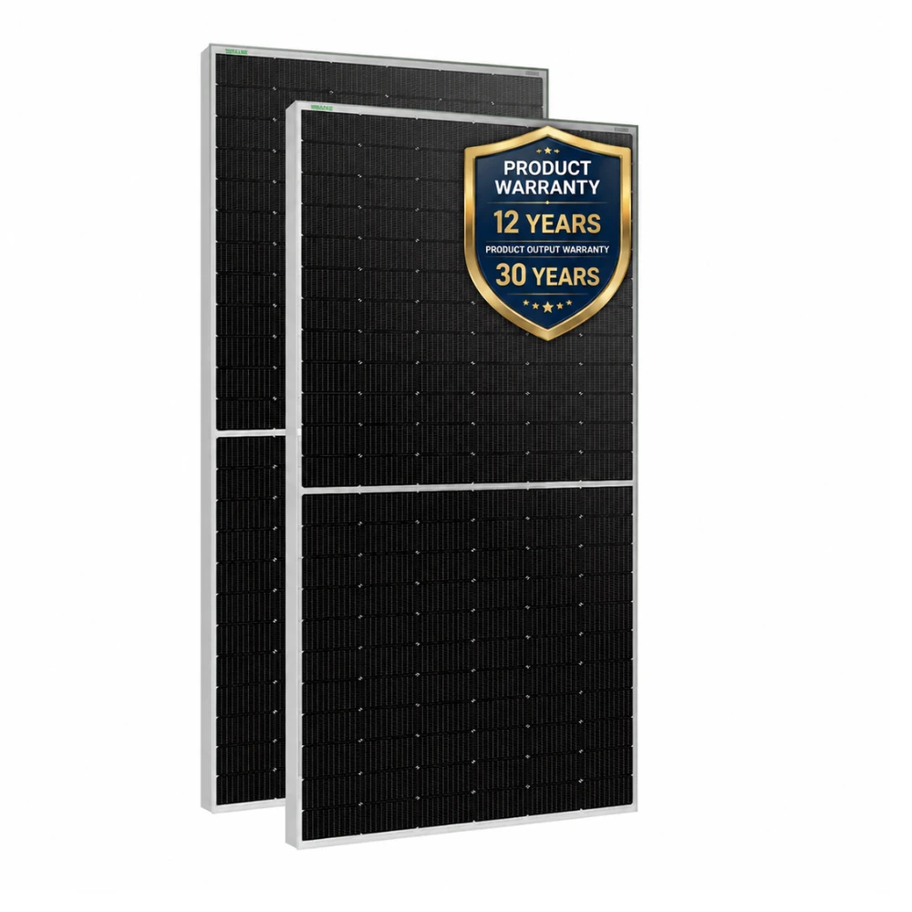 WAAREE 580Wp 144Cells 24 Volts N-Type Framed Dual Glass Bifacial Non-DCR Solar Module