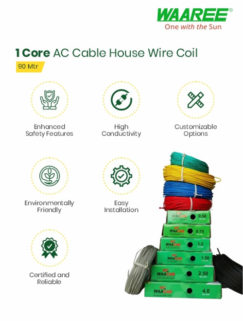 WAAREE-1 Core AC Cable House Wire Coil (90 Mtr)