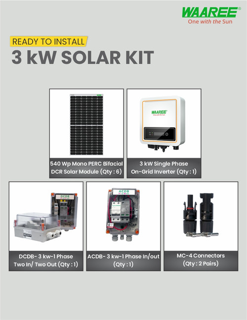 WAAREE 3 Kw On Grid Solar Kit Bifacial 540 DCR