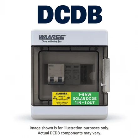 WAAREE DCDB 1 In 1 Out (1–6 kW) Single Phase Solar DC Distribution Box with DC MCB, Fuse & SPD | Up to 1000V | IP65 Weatherproof | For Solar Panel to Inverter Protection | 12-Month Warranty card seconday thumbnail