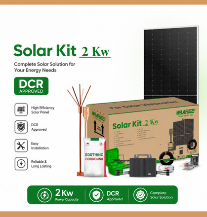 WAAREE 2 Kw On Grid Single Phase Bifacial DCR Solar System- Complete Solar Kit