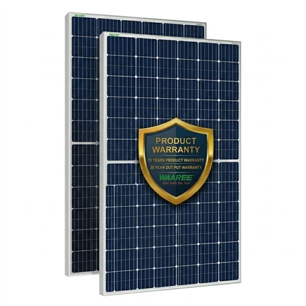 WAAREE 595Wp 144Cells 24 Volts N-Type Framed Dual Glass Bifacial DCR Solar Module card seconday thumbnail