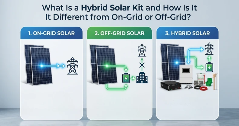 What Is a Hybrid Solar Kit and How Is It Different from On-Grid or Off-Grid?