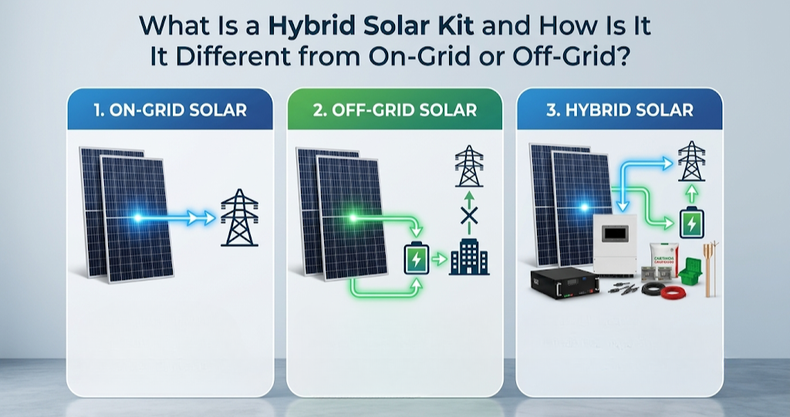 What Is a Hybrid Solar Kit and How Is It Different from On-Grid or Off-Grid?