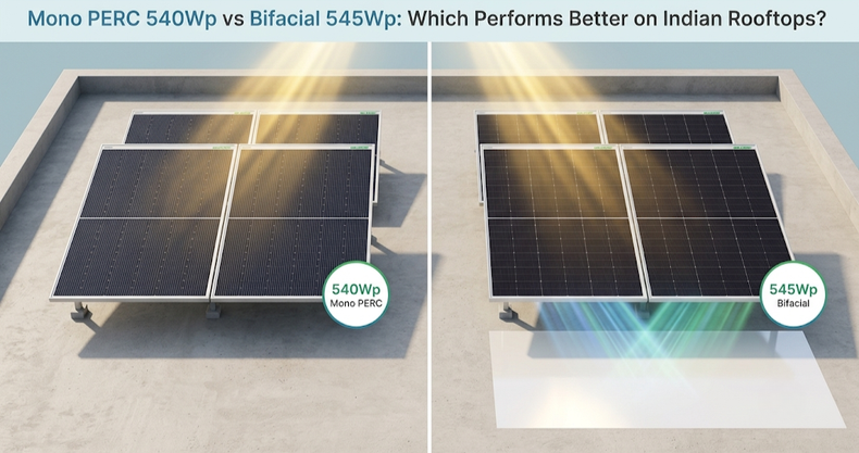 Mono PERC 540Wp vs Bifacial 545Wp: Which Performs Better on Indian Rooftops?