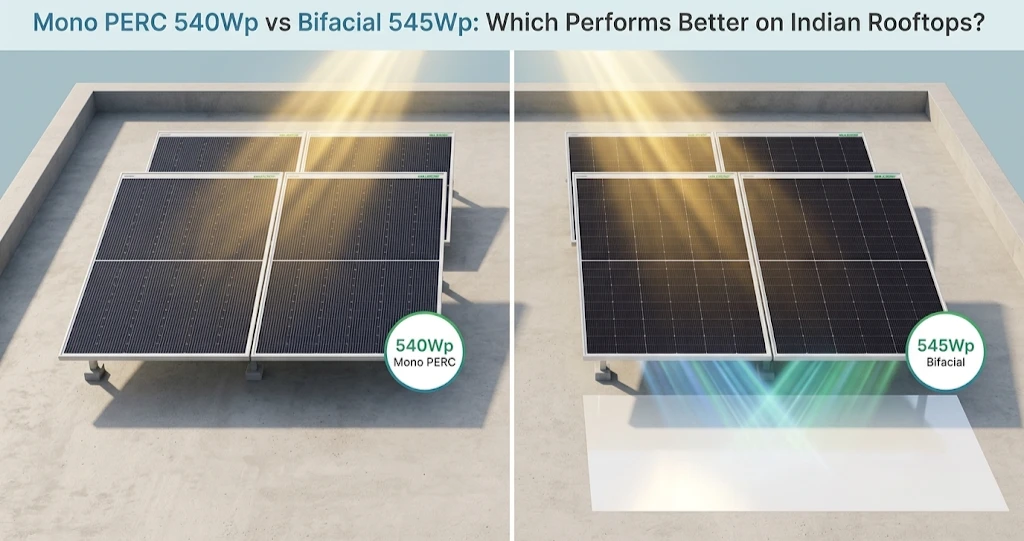 Mono PERC 540Wp vs Bifacial 545Wp: Which Performs Better on Indian Rooftops?