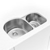 SIN-18-DBLBWL-6040-3120 18Gauge Stainless Steel Undermount D-Shape Bowl Sink (Small Bowl On Right)