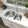 SIN-18-DBLBWL-6040-3120 18Gauge Stainless Steel Undermount D-Shape Bowl Sink (Small Bowl On Right)