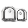 SIN-18-DBLBWL-6040-3120 18Gauge Stainless Steel Undermount D-Shape Bowl Sink (Small Bowl On Right)