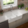 SIN-POR-UDBWH5050-3220FSAF Fireclay Farmhouse White Double Bowl Sink