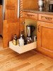 4WDB-15 Wood Bottom Mount Drawer - 7/8Th Ext Blum Slideset - 15" Opening For Base Organizer-Wood/Steel-Light Brown | Kunal Kitchens