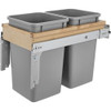 4WCTM-15BBSCDM2 Dbl Sm 27 Qt Top-Mount Soft-Close Ball Bearing 12" Wide For Waste Container-Wood-Light Brown | Kunal Kitchens
