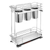 5322UT-BCSC-8-GR 8" Grey Utensil Organizer W/Blum Sc For Base Organizer-Steel-Chrome/Grey | Kunal Kitchens