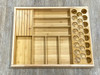 DOKIT-Pisa (Installed) - Pisa Drawer Organizer Kit (recommended for 30" wide drawer - trim to fit) - Wood Cutlery Tray Organizer (CTO30) with Large Knife Block Insert (LKI6) and K-Cup Insert (KCI6) - 25-1/8" W x 19-5/8" D x 2-7/16" H - Bamboo | Kunal Kitchens