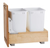 4WC18DM2 Dbl Wood Door Mount Waste Pull-Out 22" Deep For Waste Container-Wood/Plastic-White | Kunal Kitchens