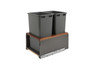 5LB-1850OGWN-213 Dbl 50Qt Orion Gray Legrabox W/Walnut Insert For Waste Container-Wood-Dark Brown | Kunal Kitchens
