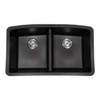 SIN-QTZ-DBLBWL-5050-3219-BLK - UNDERMOUNT BLACK QUARTZ DOUBLE BOWL 50/50-3219