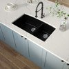 SIN-QTZ-DBLBWL-6040-3219-BLK - UNDERMOUNT BLACK QUARTZ DOUBLE BOWL 60/40-3219