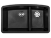 SIN-QTZ-DBLBWL-6040-3219-BLK - UNDERMOUNT BLACK QUARTZ DOUBLE BOWL 60/40-3219 | Kunal Kitchens 