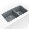 SIN-QTZ-DBLBWL-6040-3219-GRY - UNDERMOUNT GREY QUARTZ DOUBLE BOWL 60/40-3219