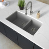 SIN-QTZ-DBLBWL-6040-3219-GRY - UNDERMOUNT GREY QUARTZ DOUBLE BOWL 60/40-3219