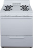 SFK100OP - 30 Inch Freestanding Gas Range with 4 Open Burners, 3.9 cu ft Oven, Broiler Drawer, Electronic Ignition, Electronic Clock/Timer, 4 Inch Porcelain Backguard and ADA Compliant: White | Kunal Kitchens