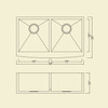KSF332010D - 33 Apron Front Farmhouse 16 Gauge Stainless Steel 50/50 Double Bowl Kitchen Sink Overall: 33 X 20-1/2 Bowl Size: 15 X 16 Each Depth: 10