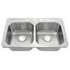 KST331977B-4 - 33X19 Drop-In Top Mount Stainless Steel 50/50 Double Bowl Kitchen Sink Overall: 33X19 X7/7 Bowl Size: 14 X 13 4 Hole | Kunal Kitchens 