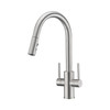 KSK1218BN - Two Handles 17" High Pull-down Kitchen Faucet with Single HOLE - Brushed Nickel Finish | Kunal Kitchens