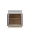 ROCKINGHAM Assembled 27 in. W x 34.5 in. H x 24 in. D Plywood Base Cabinet w/(1) Roll-out Tray in Painted Stratus | Kunal Kitchens