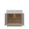 ROCKINGHAM Assembled 33 in. W x 34.5 in. H x 24 in. D Plywood Base Cabinet w/(2) Roll-out Trays in Painted Stratus | Kunal Kitchens