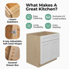NORFOLK Assembled 24 in. W x 34.5 in. H x 24 in. D Plywood Base Cabinet w/(1) Roll-out Tray in Painted White | Kunal Kitchens