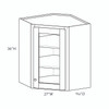 NORFOLK Assembled 27 in. W x 36 in. H x 15 in. D Plywood Glass Door Diagonal Corner Wall Cabinet w/ Finished Interior in Painted White | Kunal Kitchens