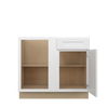 NORFOLK Ready to Assemble 39 in. W x 34.5 in. H x 24 in. D Plywood Blind Base Corner Cabinet Left in Painted White | Kunal Kitchens