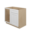 NORFOLK Ready to Assemble 39 in. W x 34.5 in. H x 24 in. D Plywood Blind Base Corner Cabinet Left in Painted White | Kunal Kitchens