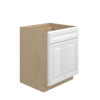 DAMASCUS Assembled 30 in. W x 34.5 in. H x 24 in. D Plywood Base Cabinet w/(2) Roll-out Trays in French Vanilla | Kunal Kitchens