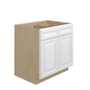 DAMASCUS Assembled 33 in. W x 34.5 in. H x 24 in. D Plywood Base Cabinet w/(1) Roll-out Tray in French Vanilla | Kunal Kitchens