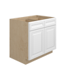 DAMASCUS Assembled 36 in. W x 34.5 in. H x 24 in. D Plywood Base Cabinet w/(1) Roll-out Tray in French Vanilla | Kunal Kitchens