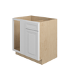 DAMASCUS Assembled 33 in. W x 34.5 in. H x 24 in. D Plywood Blind Base Corner Cabinet Left in French Vanilla | Kunal Kitchens