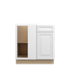 DAMASCUS Assembled 33 in. W x 34.5 in. H x 24 in. D Plywood Blind Base Corner Cabinet Left in French Vanilla | Kunal Kitchens