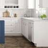 DAMASCUS Assembled 33 in. W x 34.5 in. H x 24 in. D Plywood Blind Base Corner Cabinet Left in French Vanilla | Kunal Kitchens